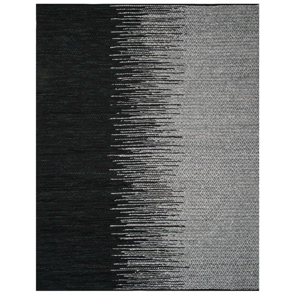 Flowers First 4 x 6 ft. Vintage Leather Hand Woven Area Rug, Light Grey & Black - Small Rectangle FL1874514